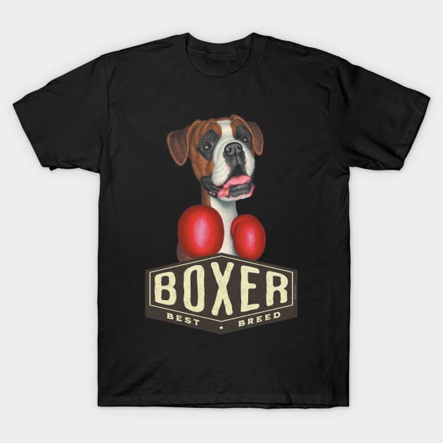 Boxing Boxer Dog Hexagon Sign T-Shirt by Danny Gordon Art